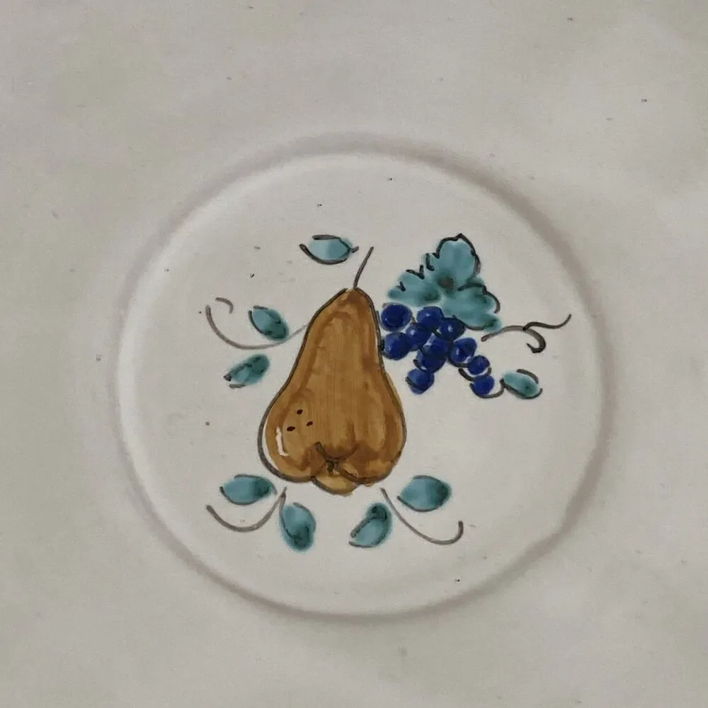 Vintage‎ French Biot Majolica Bread Side 6” Plates Pear Grapes France (7)